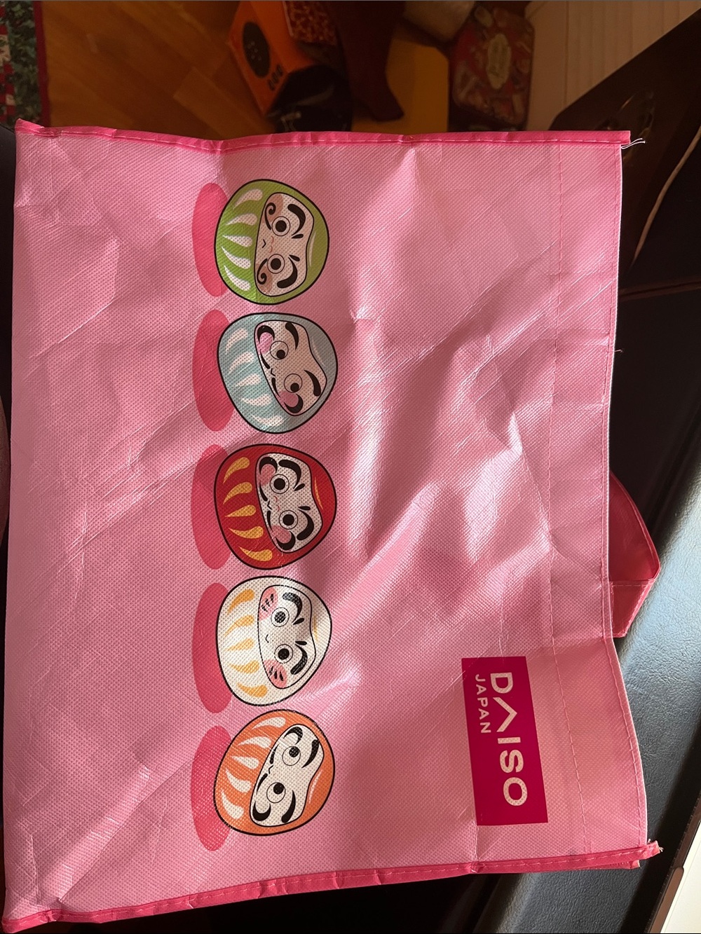 Daruma Dolls Shopping Tote Bag Pink Daiso Japan